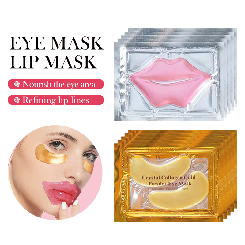 Skincare Finally Found You - 10/20 個ゴールデンクリスタルコラーゲンアイマスク抗ダークサークルアンチエイジング保湿ピンクリップマスク目唇トラベルサイズスキンケア