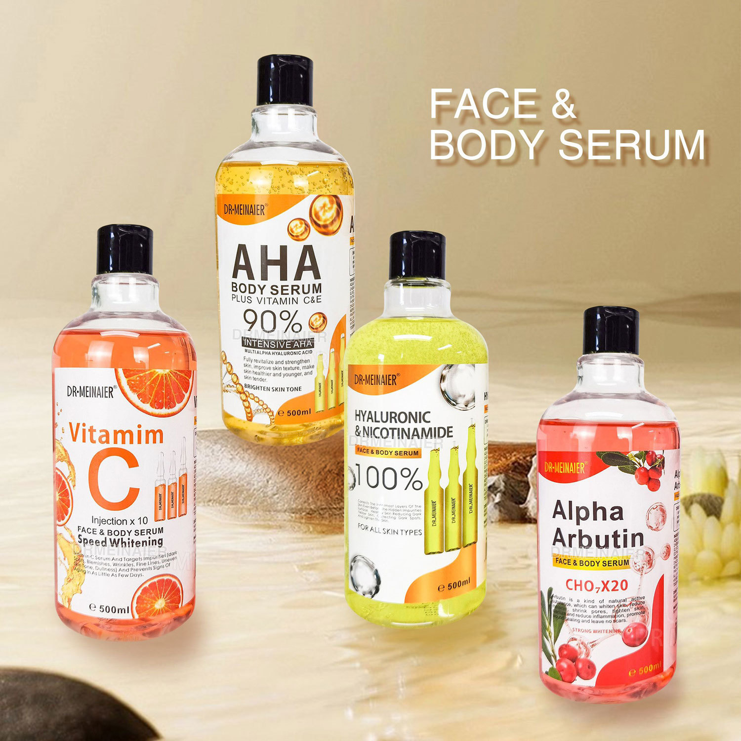 Alpha Arbutin Serum - 500ml AHA保湿フェイスセラム ジェントルファーミングリペアスキン アルブチン配合 ハイドレーティングブライトニングボディセラム 女性男性用