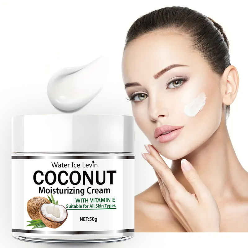 Skincare Glowing - 50g ココナッツオイル保湿クリーム | コラーゲンとビタミンE | アルコールフリー