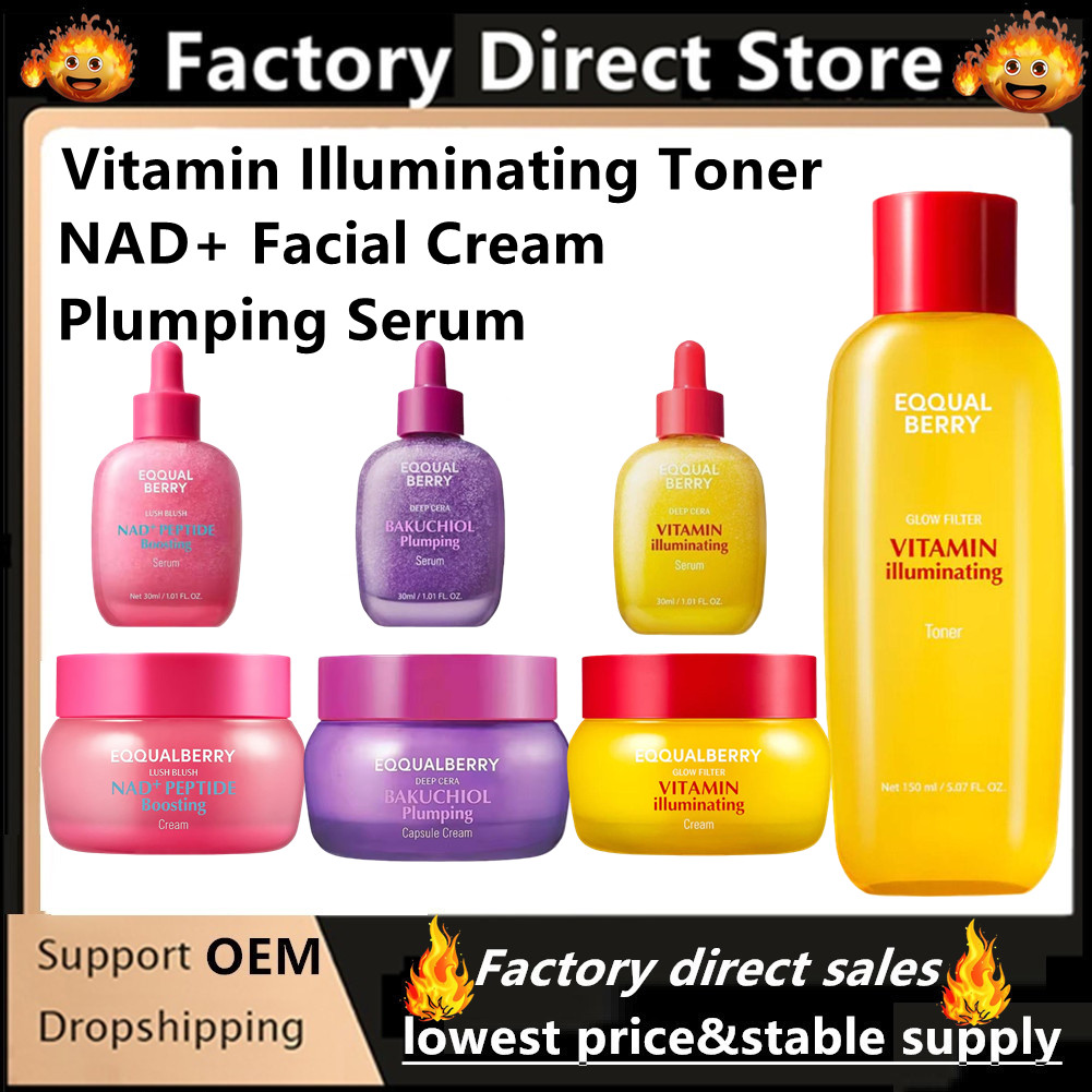 Skincare Vitamin C - EQQUALBERRY バクチオール プランピングセラム NAD+ フェイシャルクリーム代替品 ビタミンCセラム